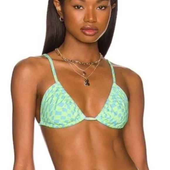 NEW It’s Now Cool x free people checkered wave bikini top,‎ XS - Picture 1 of 12